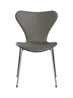 Fritz Hansen Spisebordsstole<3107 stol, fuldpolstret Essential læder lava/sort stel af Arne Jacobsen