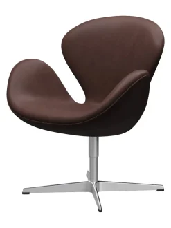 Fritz Hansen Lænestole<3320 Svanen i læder af Arne Jacobsen
