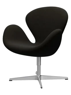 Fritz Hansen Lænestole<3320 Svanen i læder af Arne Jacobsen