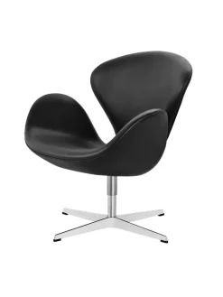Fritz Hansen Lænestole<3320 Svanen i læder af Arne Jacobsen
