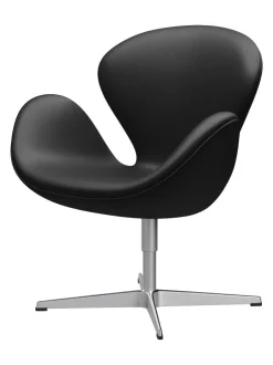 Fritz Hansen Lænestole<3320 Svanen i læder af Arne Jacobsen