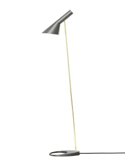 Louis Poulsen Gulvlamper|Spots<AJ Floor Lamp, grey/brass af Arne Jacobsen