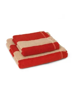 Ferm Living Badeværelsestekstiler<Alee Bath Towel, light camel/red fra
