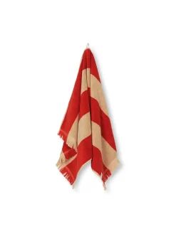 Ferm Living Badeværelsestekstiler<Alee Beach Towel, light camel/red fra