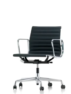 Vitra Kontorstole<Aluminium Chair EA 117 Kontorstol, sort læder fra
