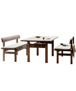 Jacobsen Plus Bænke|Spiseborde<Asserbo sæt, spisebord og bænke inkl. hynder, af Børge Mogensen