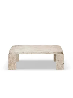 New Works Sofaborde<Atlas Sofabord 820x820, Unfilled Travertine fra
