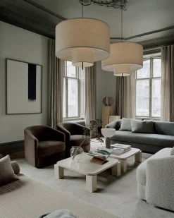 New Works Sofaborde<Atlas Sofabord 820x820, Unfilled Travertine fra