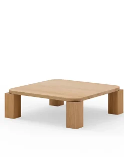 New Works Sofaborde<Atlas Sofabord 820x820, Unfilled Travertine fra