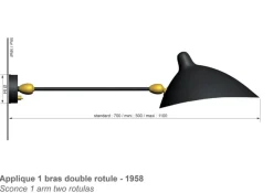 Editions Serge Mouille Væglamper|Spots<Big Wall Lamp w/1 Arm, 2 Rotula af Serge Mouille