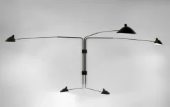 Editions Serge Mouille Væglamper|Spots<Big Wall Lamp w/5 Rotating Straight Arms af Serge Mouille
