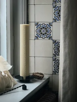 Ferm Living Lysestager<Block Candle Holder, sort messing fra