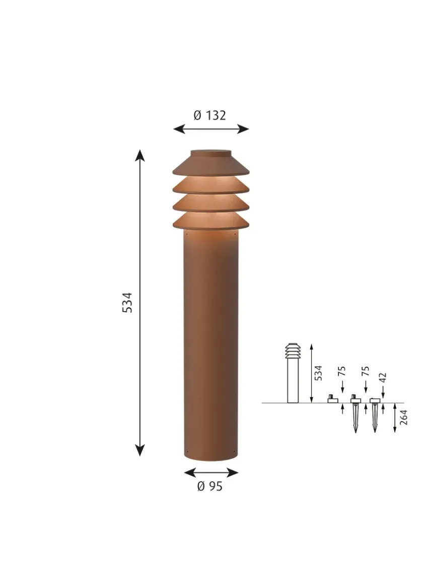 Louis Poulsen Spots|Udendørslamper<Bysted Garden Aluminium, Høj fra