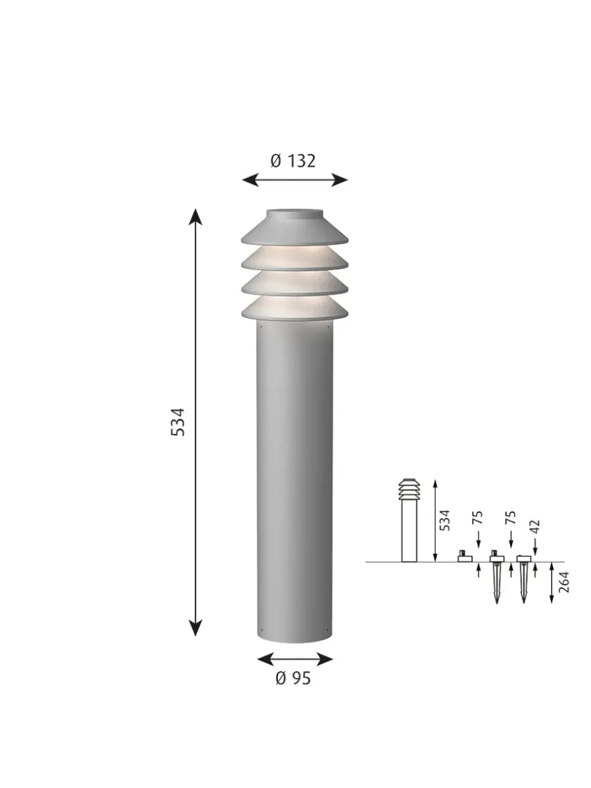 Louis Poulsen Spots|Udendørslamper<Bysted Garden Aluminium, Høj fra