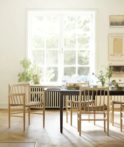 FDB Møbler Spiseborde<C63E Bjørk Spisebord inkl. 2 Tillægsplader, sortmalet eg fra