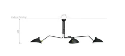 Editions Serge Mouille Spots<Ceiling Lamp w/3 Rotating Arms af Serge Mouille
