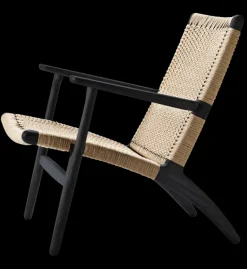 Carl Hansen & Søn Loungestole|Lænestole<CH25 Loungestol, eg sortmalet med naturflet af Hans J. Wegner