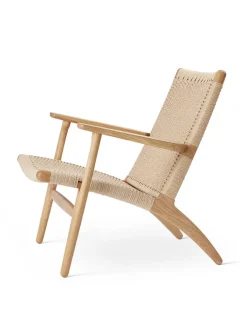 Carl Hansen & Søn Loungestole|Lænestole<CH25 Loungestol, eg sortmalet med naturflet af Hans J. Wegner