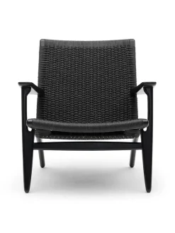 Carl Hansen & Søn Loungestole|Lænestole<CH25 Loungestol, eg sortmalet med naturflet af Hans J. Wegner