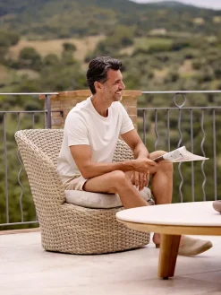 Cane-line Udendørs Loungemøbler|Havestole<Coast Loungestol med. Swivel, sand fra