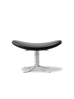 Fredericia Furniture Skamler<Corona Skammel, sort læder fra Erik Jørgensen
