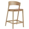 Muuto Barstole<Cover Counter Stool, oak w. cognac leather fra