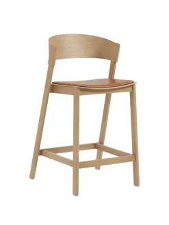 Muuto Barstole<Cover Counter Stool, oak w. cognac leather fra