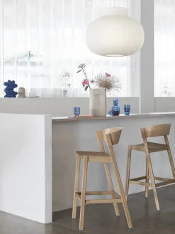 Muuto Barstole<Cover Counter Stool, oak w. cognac leather fra