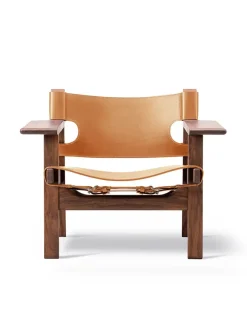 Fredericia Furniture Lænestole<Den Spanske Stol i cognac læder, valnød olie af Børge Mogensen