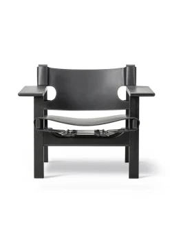 Fredericia Furniture Lænestole<Den Spanske Stol i mørkebrun læder, valnød olie af Børge Mogensen