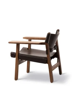 Fredericia Furniture Lænestole<Den Spanske Stol i naturfarvet læder, valnød olie af Børge Mogensen