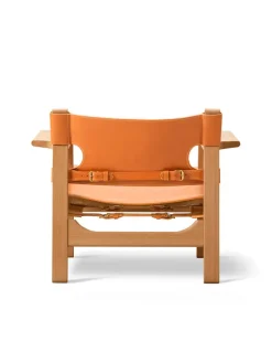 Fredericia Furniture Lænestole<Den Spanske Stol i naturfarvet læder, valnød olie af Børge Mogensen