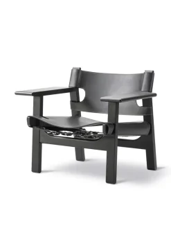 Fredericia Furniture Lænestole<Den Spanske Stol i naturfarvet læder, valnød olie af Børge Mogensen