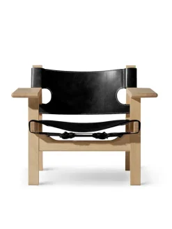 Fredericia Furniture Lænestole<Den Spanske Stol i naturfarvet læder, valnød olie af Børge Mogensen