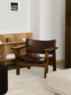 Fredericia Furniture Lænestole<Den Spanske Stol i naturfarvet læder, eg olie af Børge Mogensen