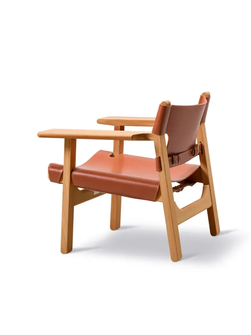 Fredericia Furniture Lænestole<Den Spanske Stol i sort læder, eg sort lak af Børge Mogensen