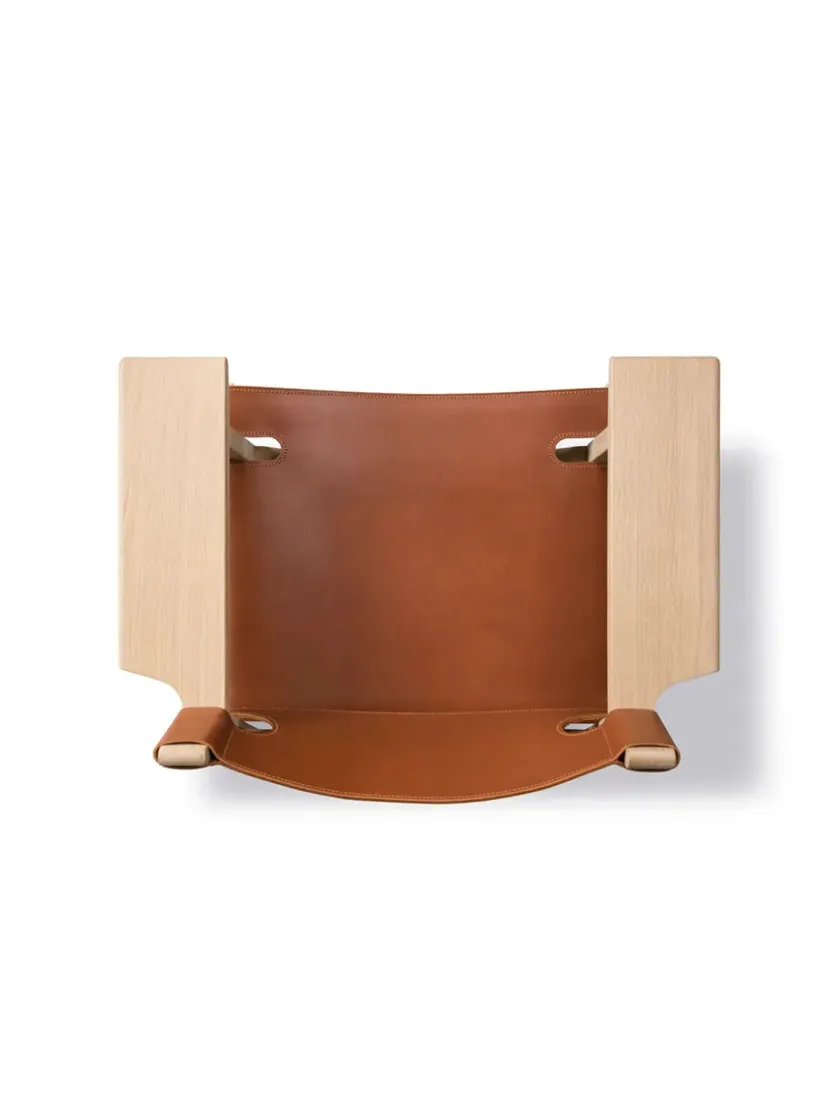 Fredericia Furniture Lænestole<Den Spanske Stol i sort læder, eg sort lak af Børge Mogensen