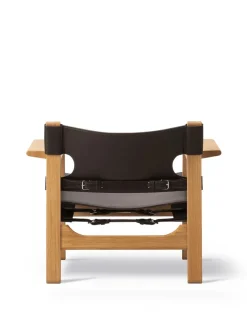 Fredericia Furniture Lænestole<Den Spanske Stol i sort læder, eg sort lak af Børge Mogensen