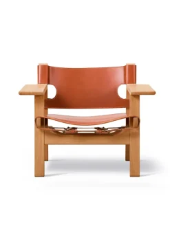 Fredericia Furniture Lænestole<Den Spanske Stol i sort læder, røget eg olie af Børge Mogensen