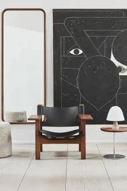 Fredericia Furniture Lænestole<Den Spanske Stol i sort læder, røget eg olie af Børge Mogensen