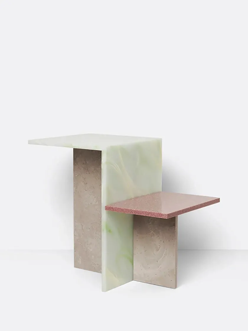 Ferm Living Sofaborde<Distinct Side Table, Dark Brown Travertine fra