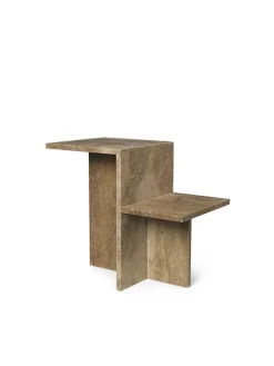 Ferm Living Sofaborde<Distinct Side Table, Dark Brown Travertine fra
