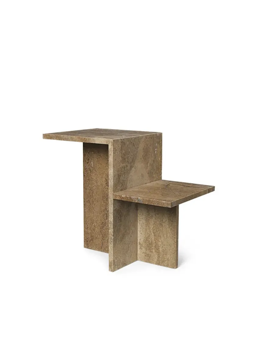 Ferm Living Sofaborde<Distinct Side Table, Dark Brown Travertine fra