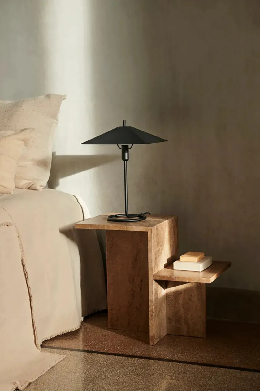 Ferm Living Sofaborde<Distinct Side Table, Dark Brown Travertine fra
