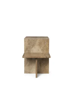 Ferm Living Sofaborde<Distinct Side Table, Dark Brown Travertine fra