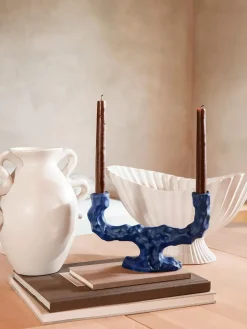 Ferm Living Lysestager<Dito Candle Holder bright blue, double fra