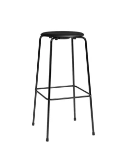Fritz Hansen Barstole<Dot Høj Barstol m. 4 ben, sort stel/sort læder af Arne Jacobsen