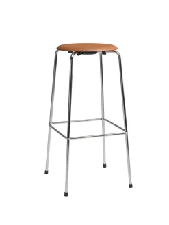 Fritz Hansen Barstole<Dot Høj Barstol m. 4 ben, valnød læder af Arne Jacobsen