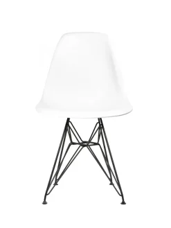 Vitra Spisebordsstole<Eames Plastic Side Chair DSR, sort pulverlakeret fra