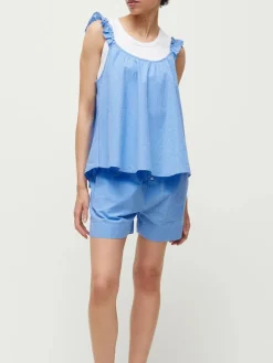 Aiayu Tøj<Frill Top, check mix blue fra